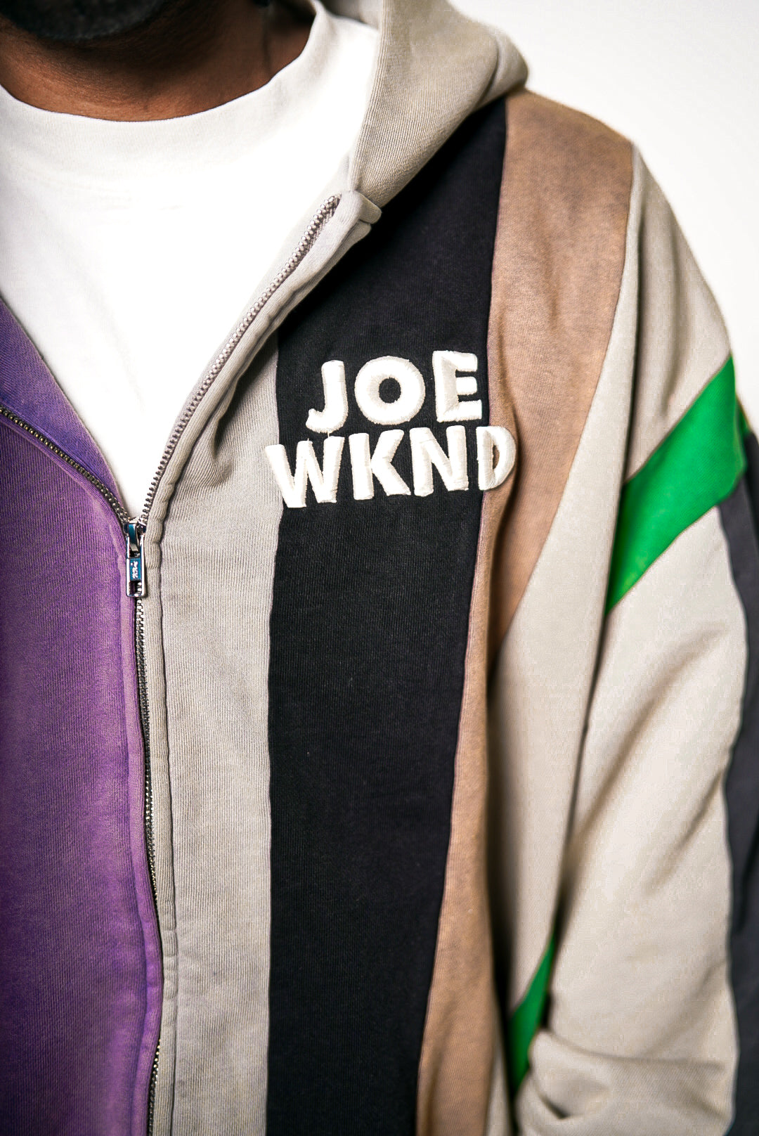 Joe WKND Oversized Patchwork Zip-Up Hoodie