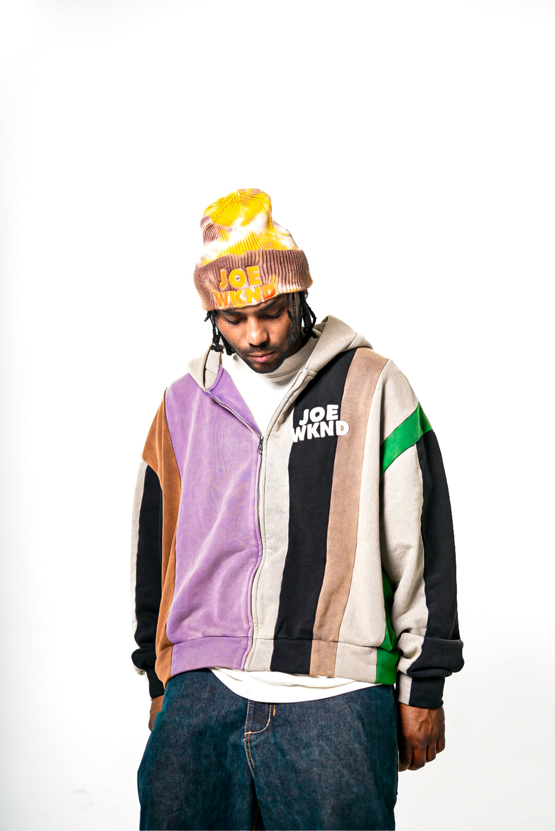 Joe WKND Oversized Patchwork Zip-Up Hoodie