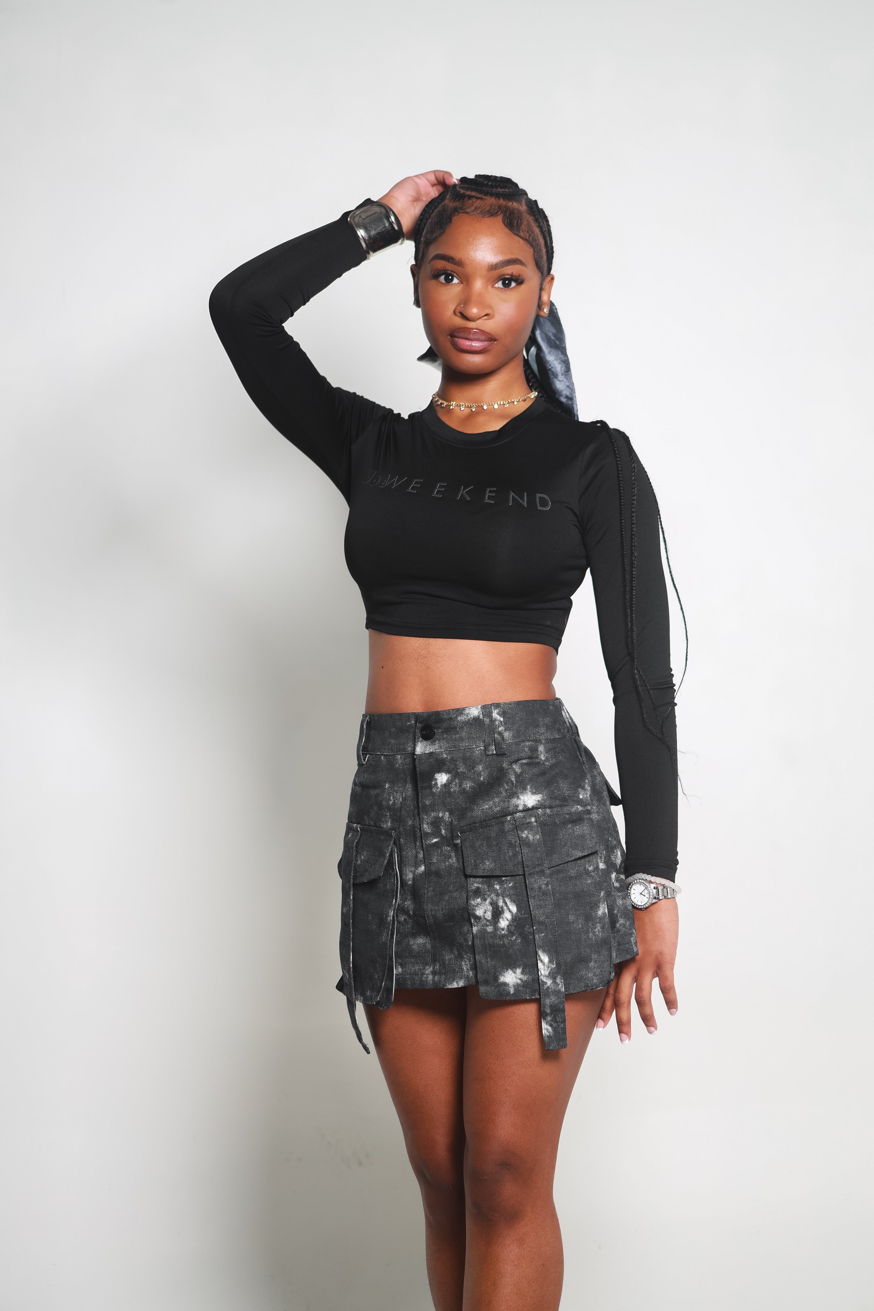 Joe WKND Black Long-Sleeve Crop Top