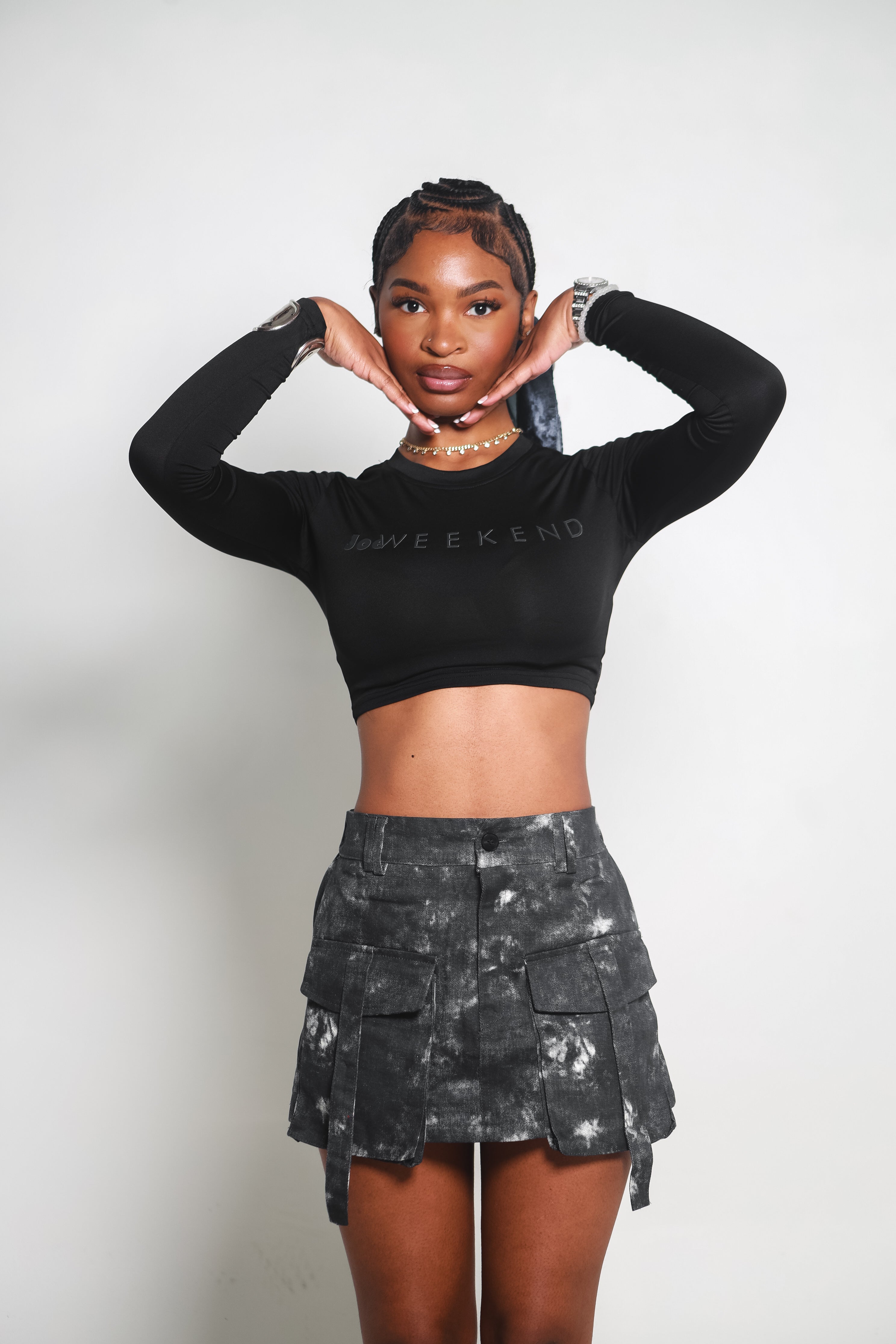 Joe WKND Black Long-Sleeve Crop Top